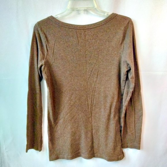 Daisy Fuentes LARGE My Favorite Layering Tee Long Sleeve Heather Brown - Picture 7 of 8